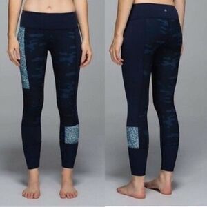 Lululemon Wunder Under Sashiko Inkwell Blue Camo Size 8